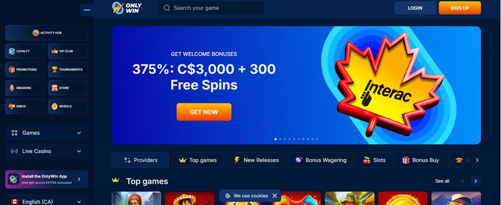 OnlyWin welcome bonus