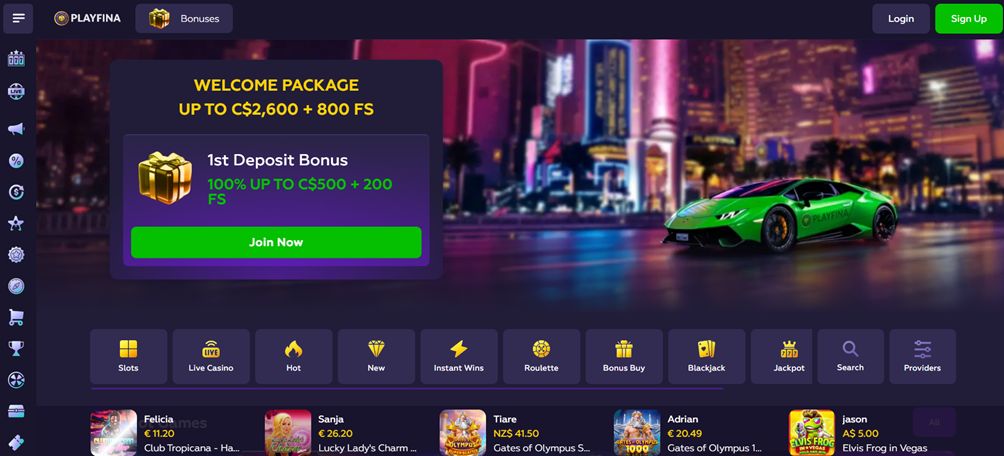 Playfina welcome bonus