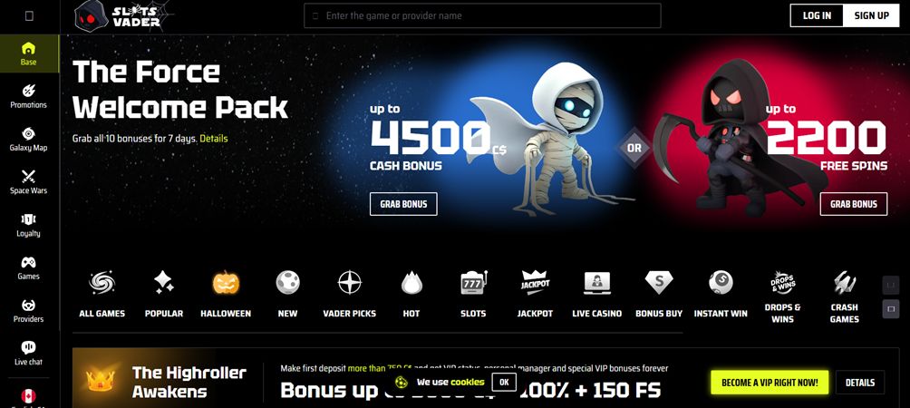 Slot Vader welcome bonus